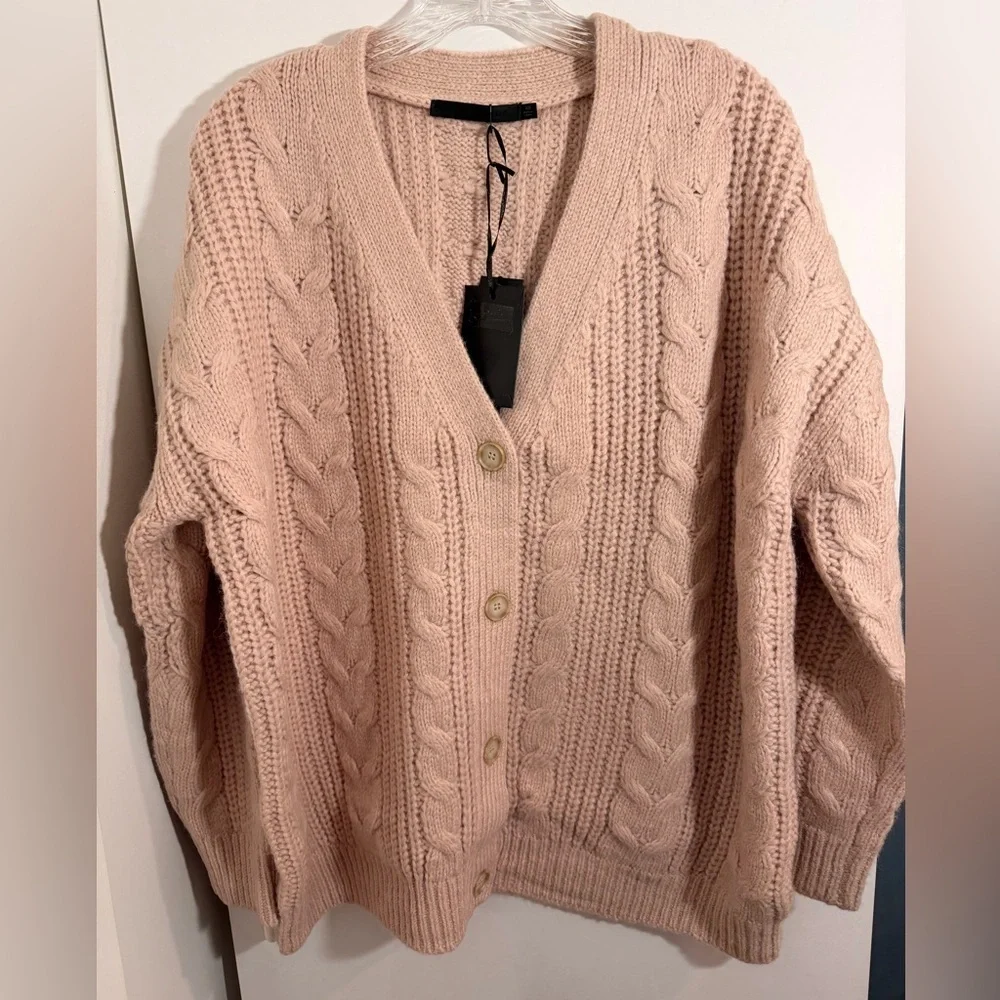 Jenni Kayne NWT Cable Cocoon Cardigan Pink Blush Size XS - Picture 2 of 15